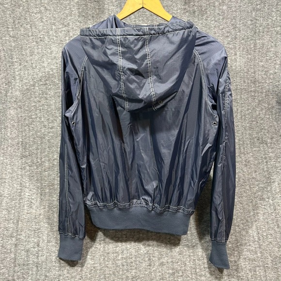 Schott Bros Large Windbreaker Rain Jacket Bomber Style Hooded Navy Blue VTG 90s - Picture 8 of 13